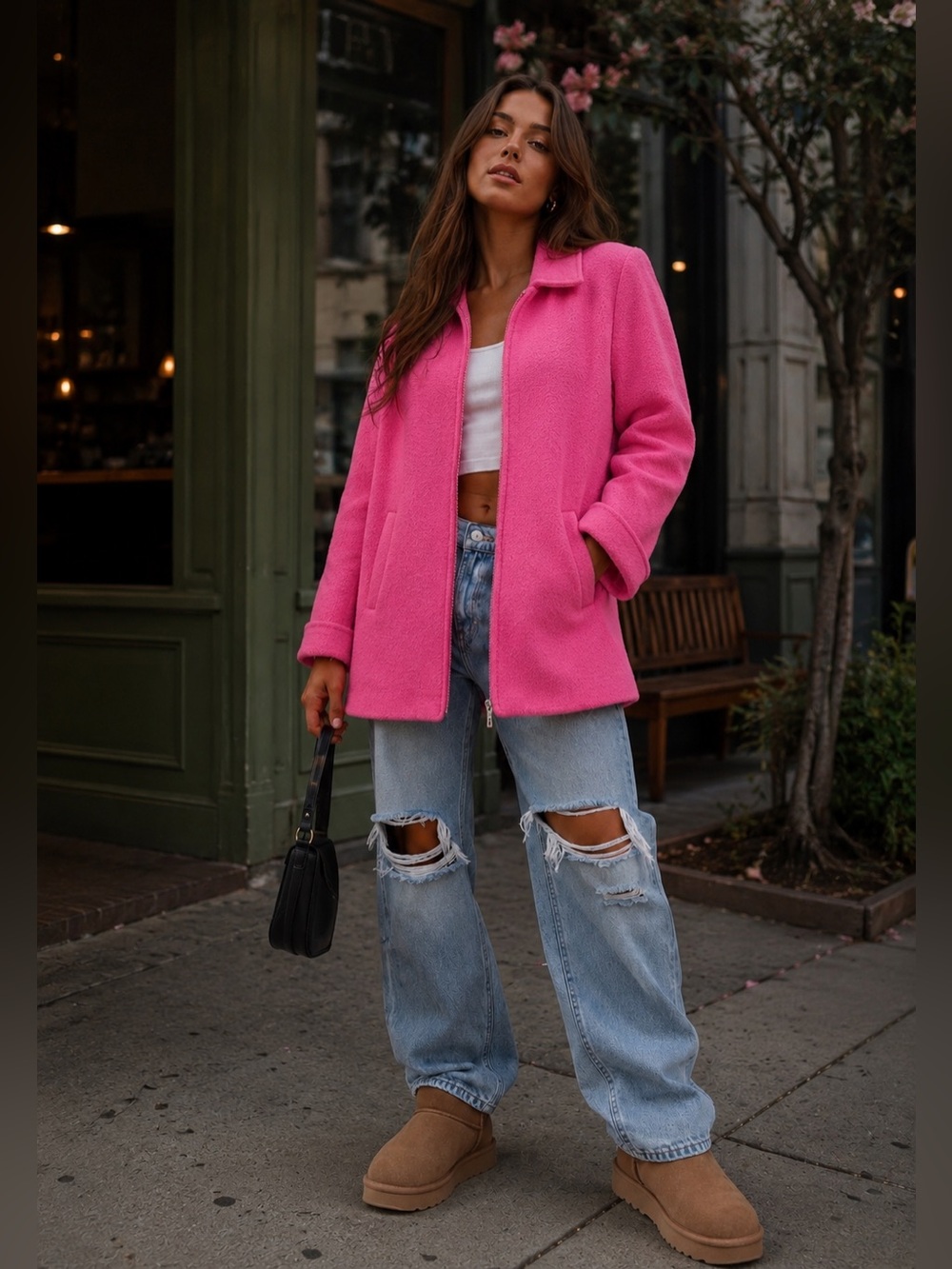 Vintage 80’s/90's Marvin Richards Pink Wool Peacoat